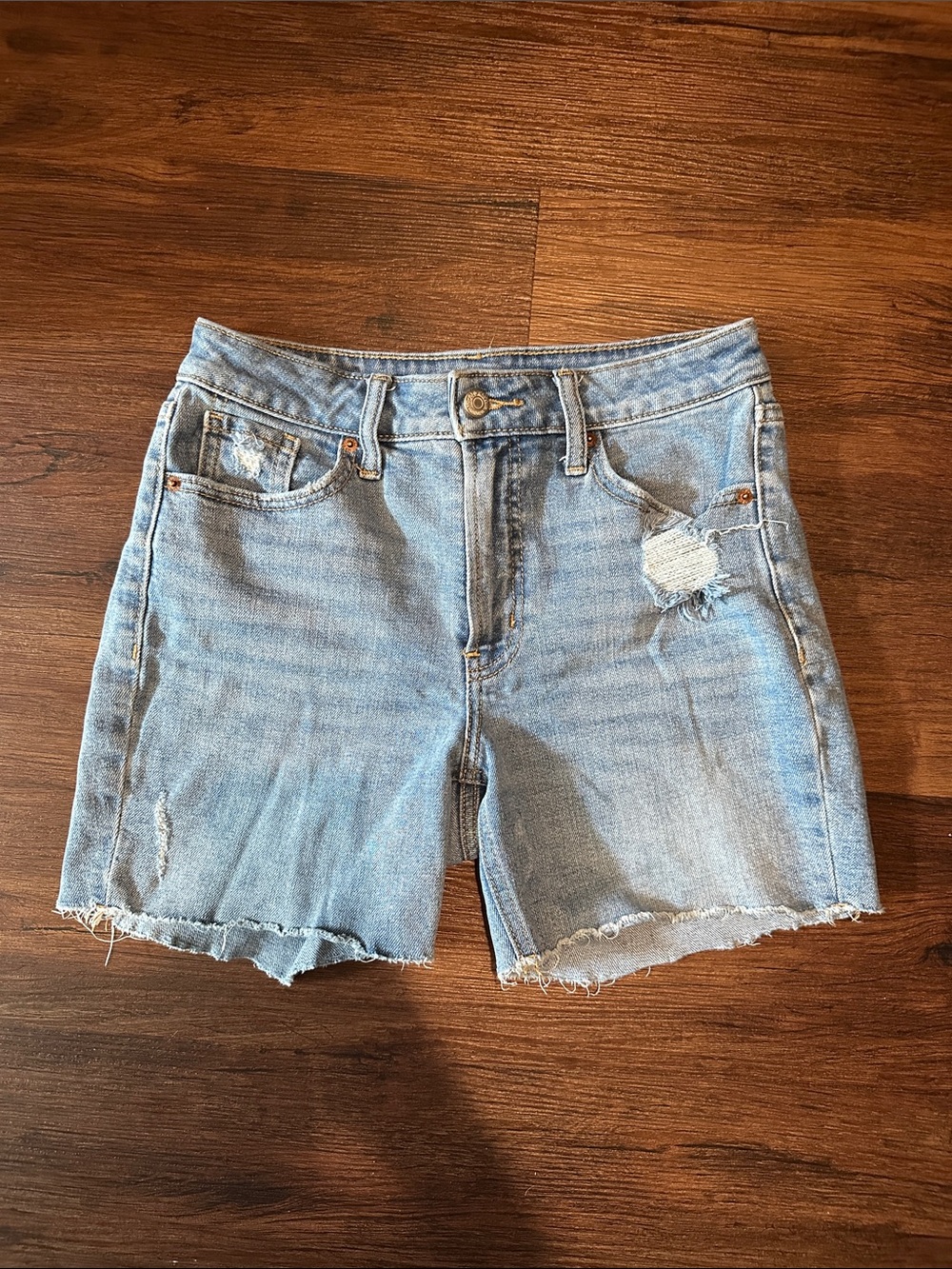 Light Blue Distressed Denim Shorts - Old Navy